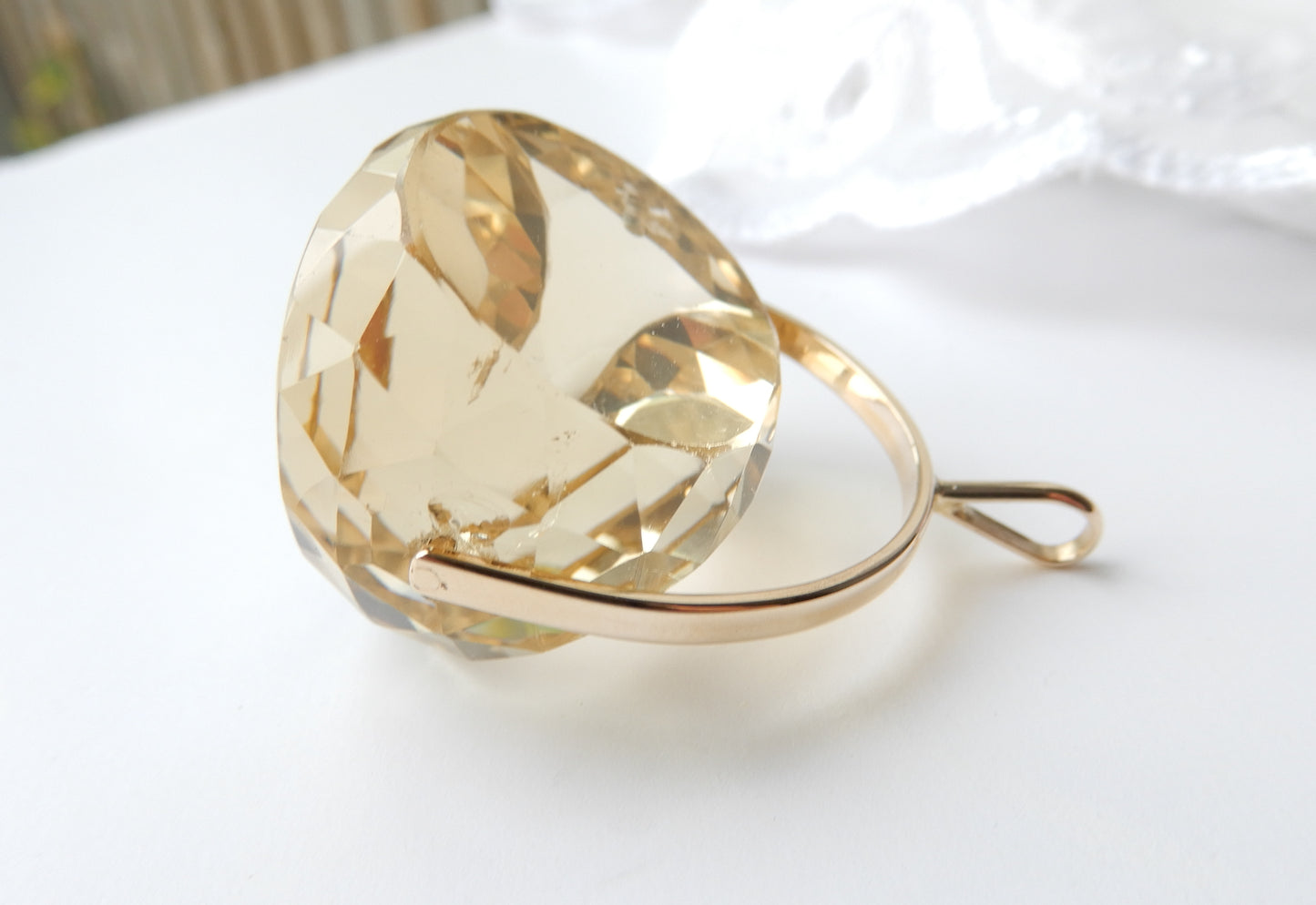Large Chunky 9ct Gold Faceted Citrine Spinner Fob