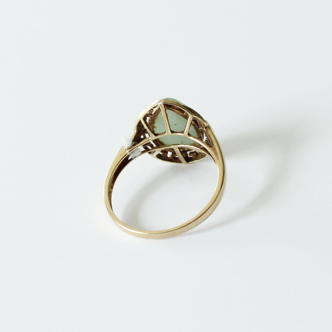 Vintage 9ct Gold Jade Greek Key Ring