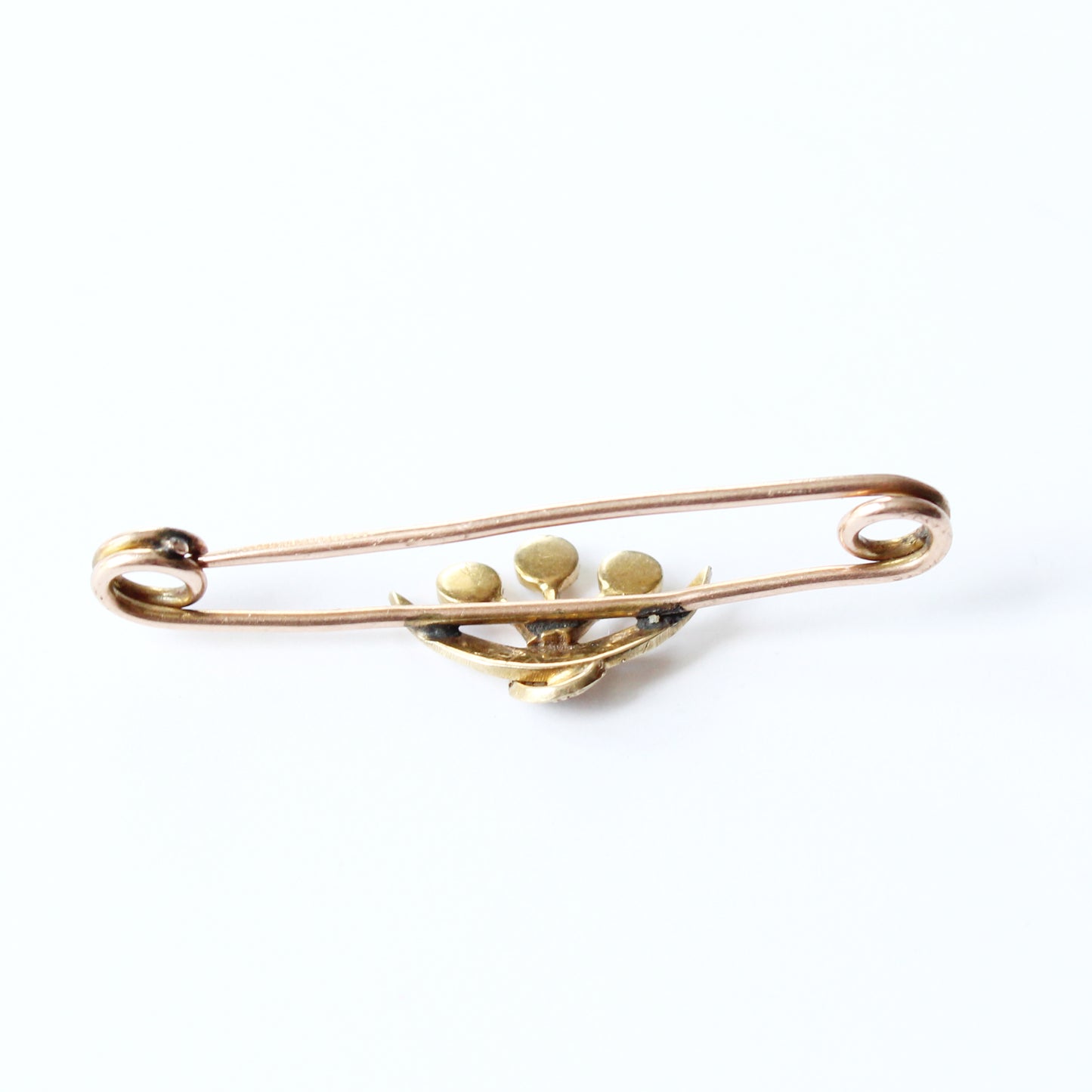 Antique 9ct Gold Pearl Moon Crescent Brooch