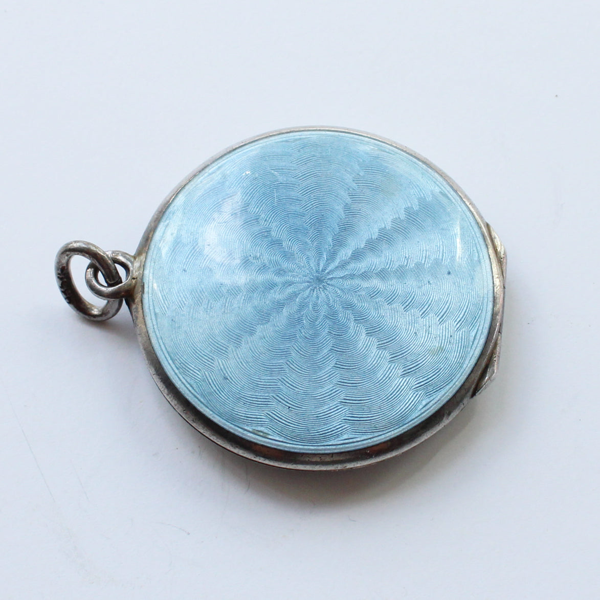 Antique French Silver Guilloche Enamel Flower Locket