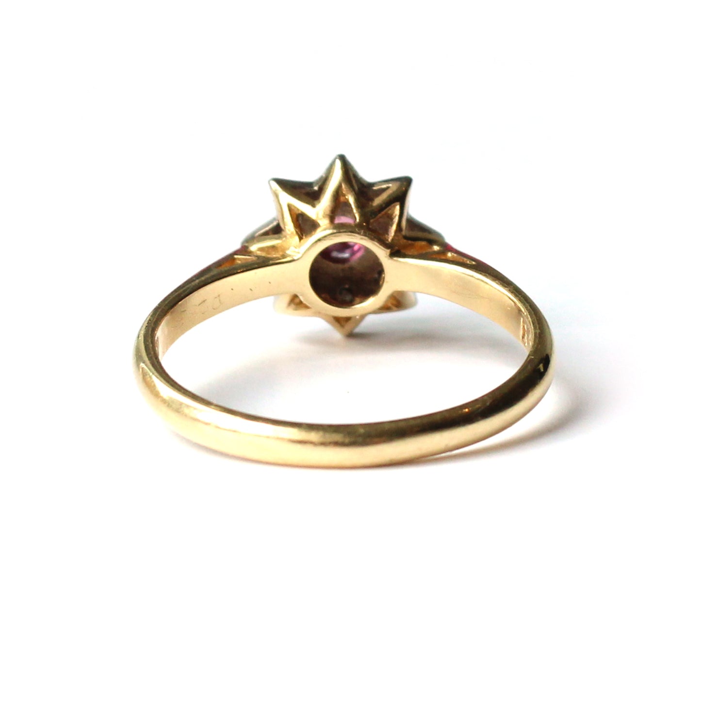 Antique 18ct Gold Ruby Diamond Star Ring