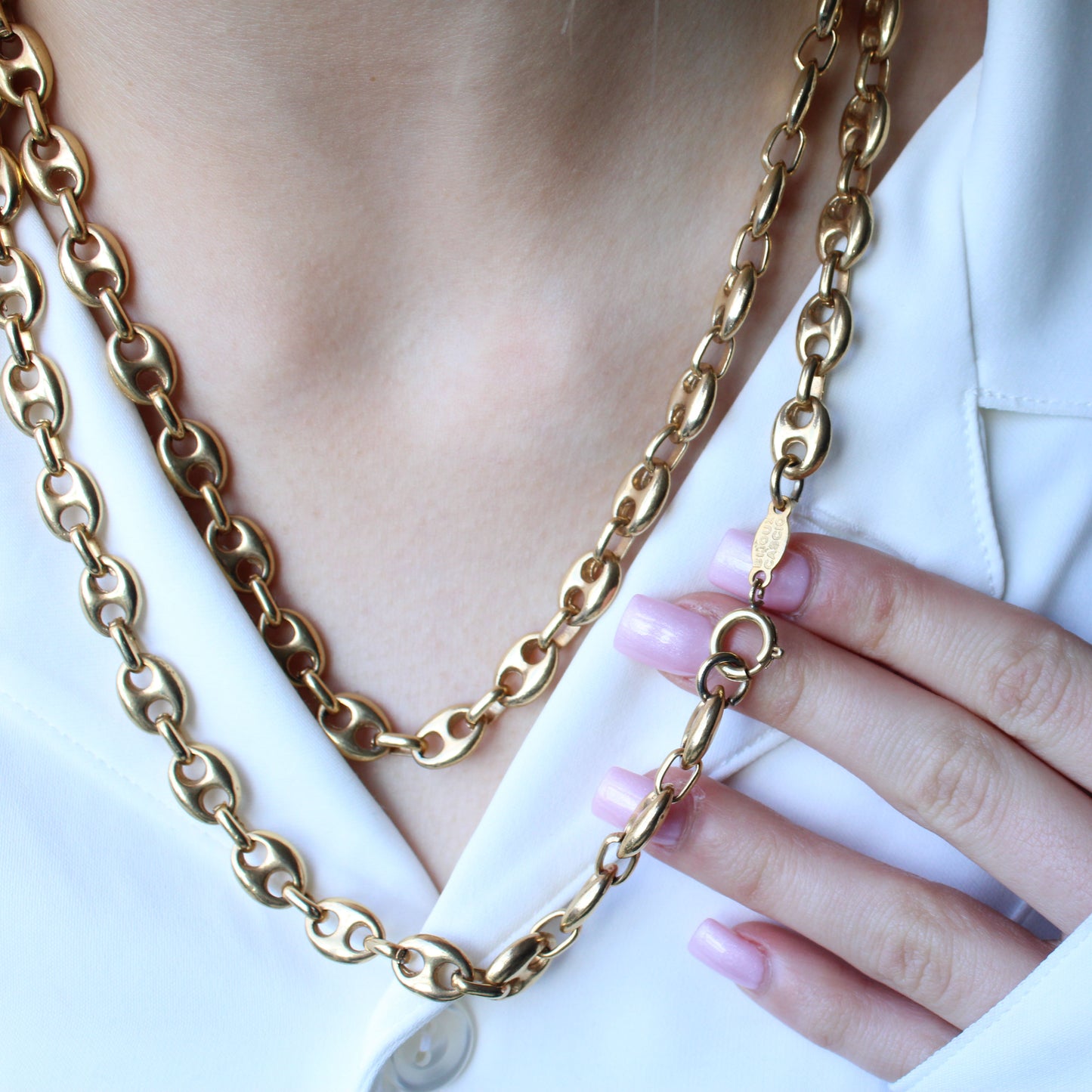 Vintage Signed Bijou Cascio Italian Mariner Link Chain