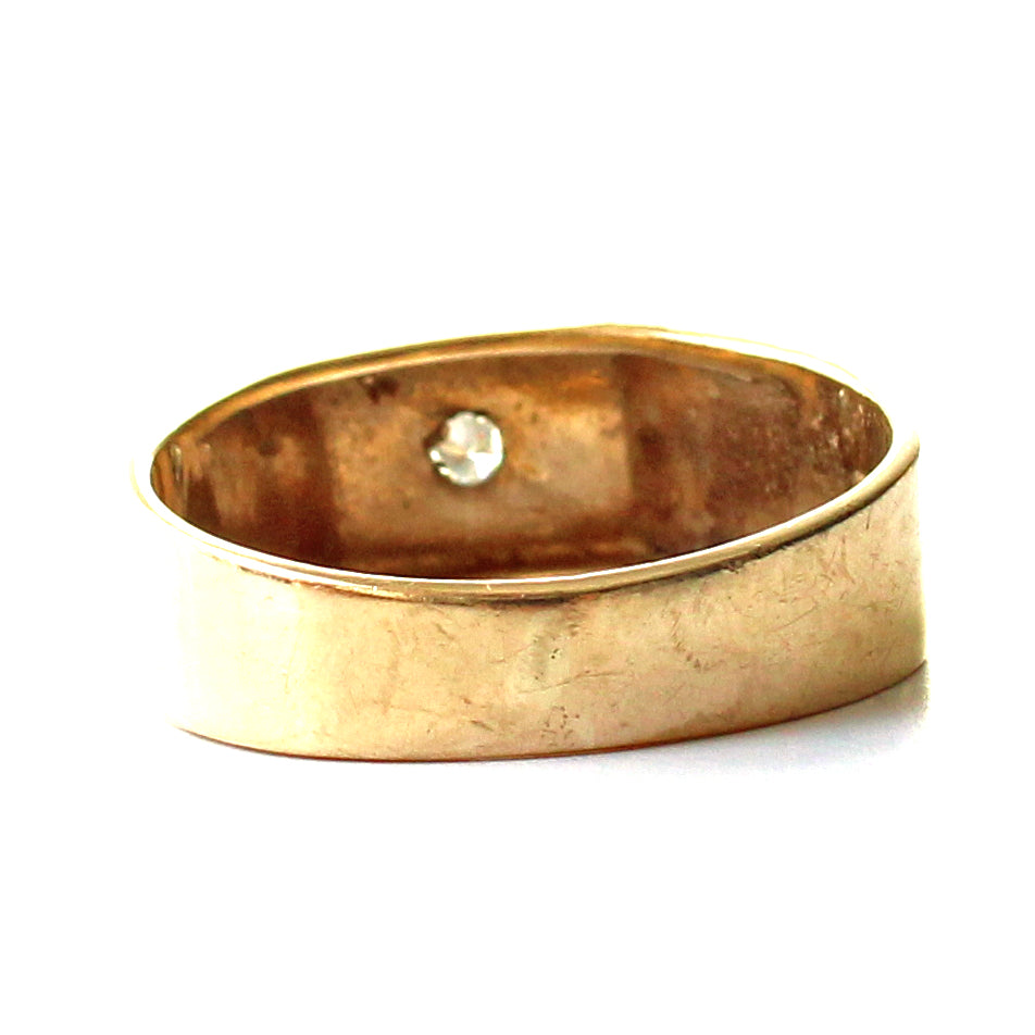 Vintage 9ct Gold Diamond Starburst Signet Ring