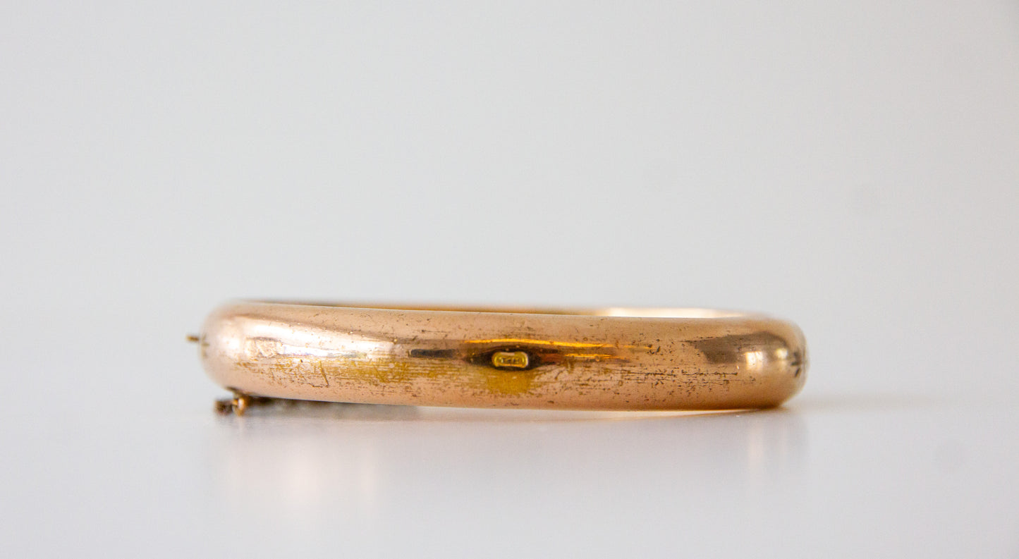Antique 9ct Rolled Gold Hand Engraved Hinged Bangle