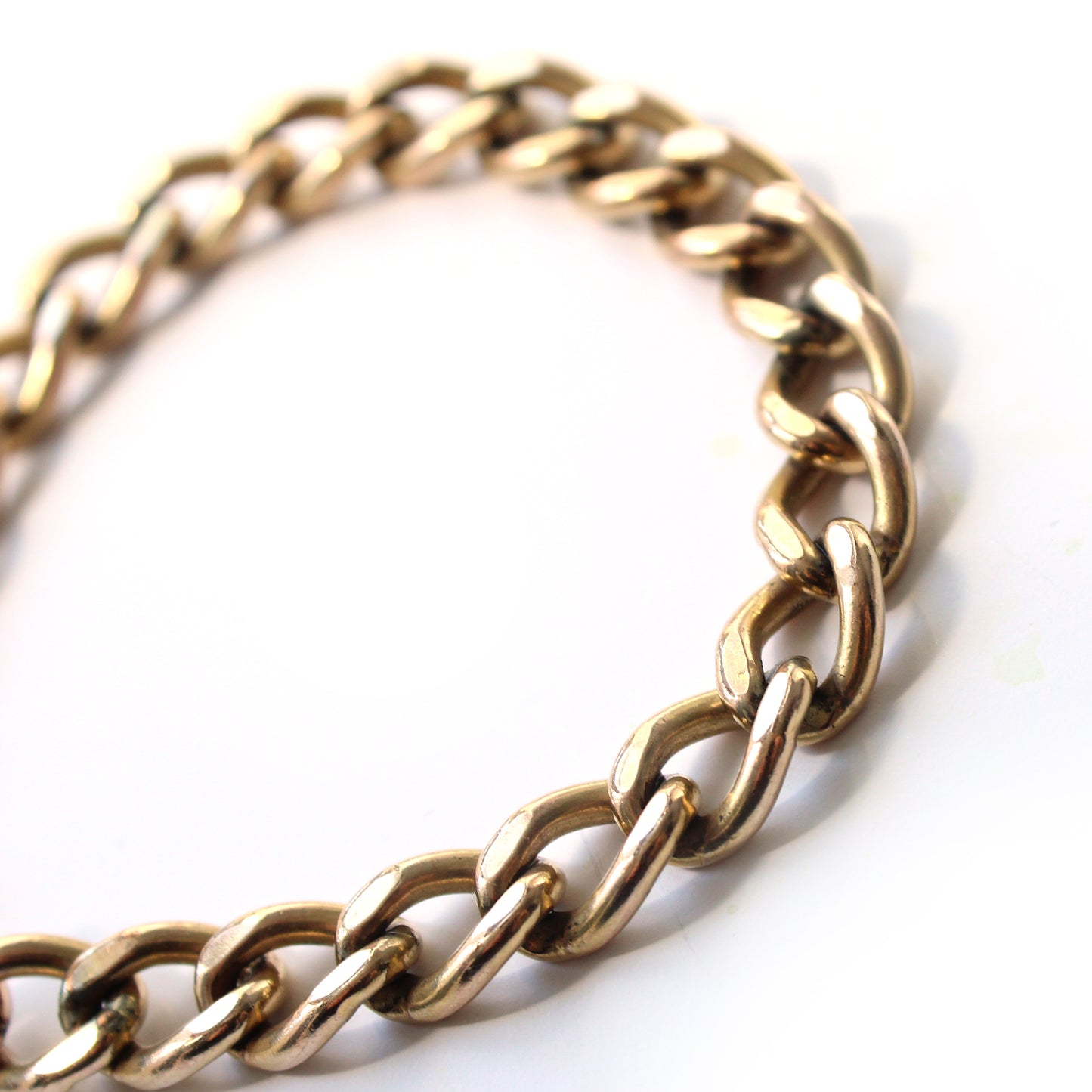 Vintage 9ct Rolled Gold Curb Chain Bracelet with Heart Padlock Catch