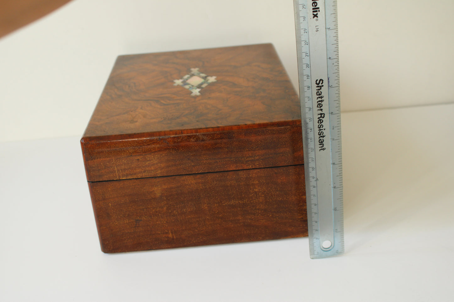 Antique Walnut Multi Ring Jewelery Box with Pearl Inlay
