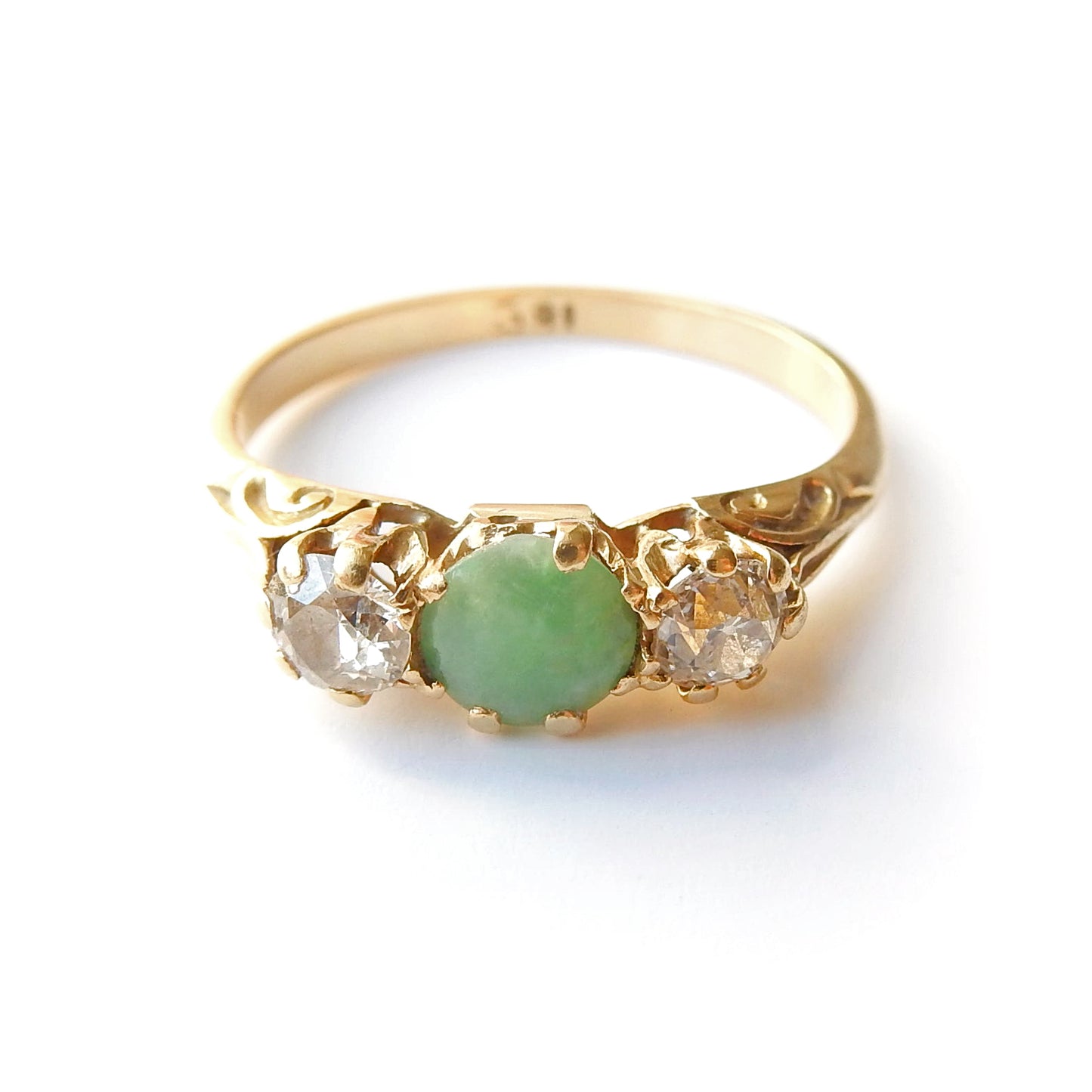 Antique 18ct Diamond & Jade Ring