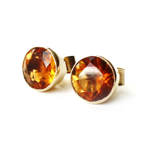 Antique 9ct Gold Citrine Stud Earrings