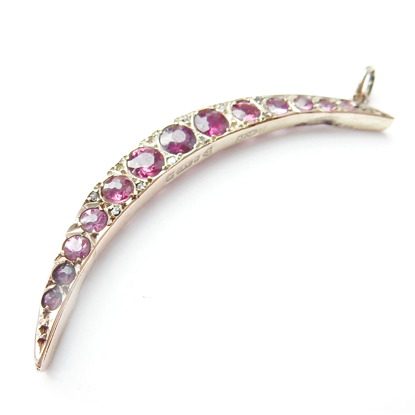 Antique 9ct Gold Garnet Moon Crescent Pendant