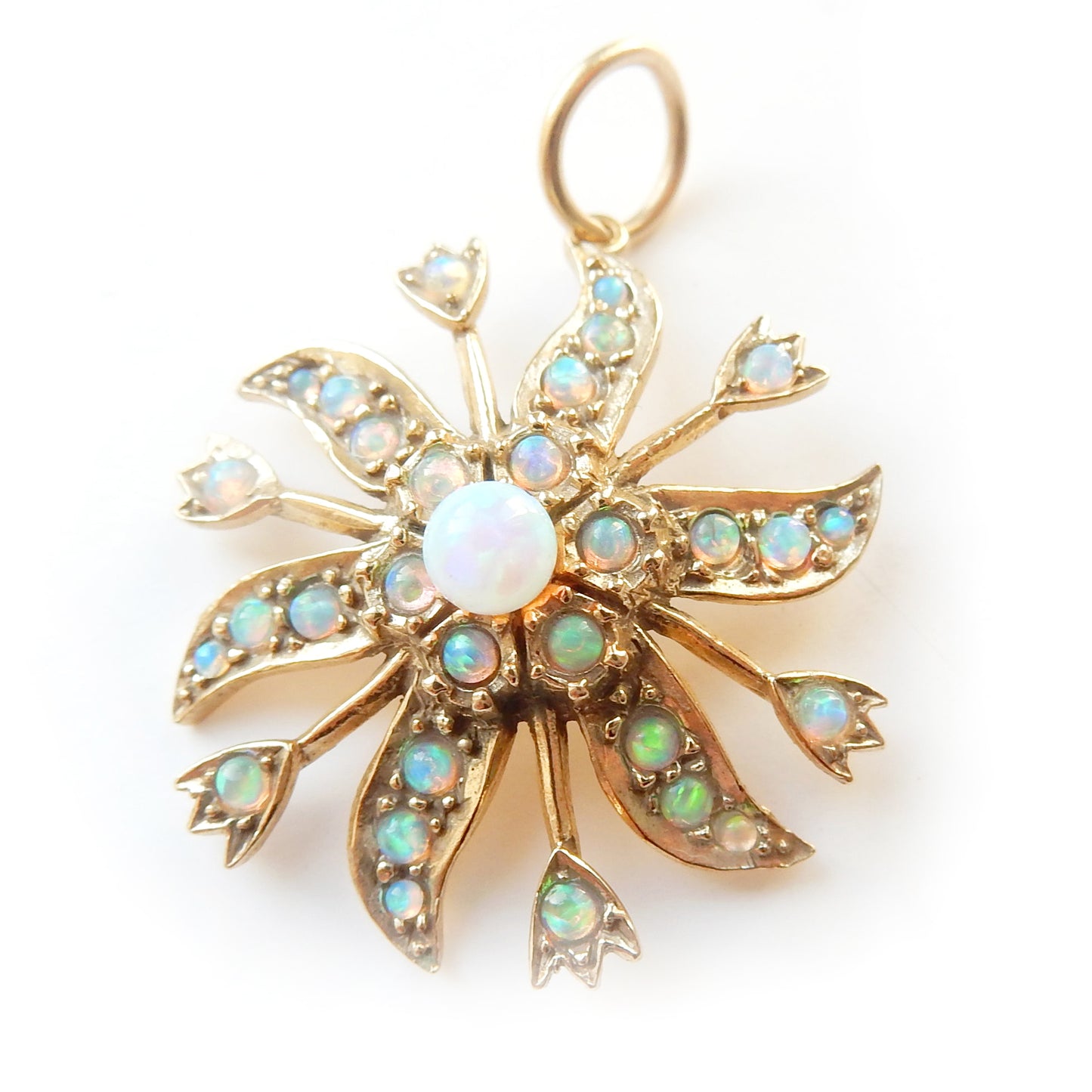 Antique 9ct Gold Opal Celestial Star Pendant