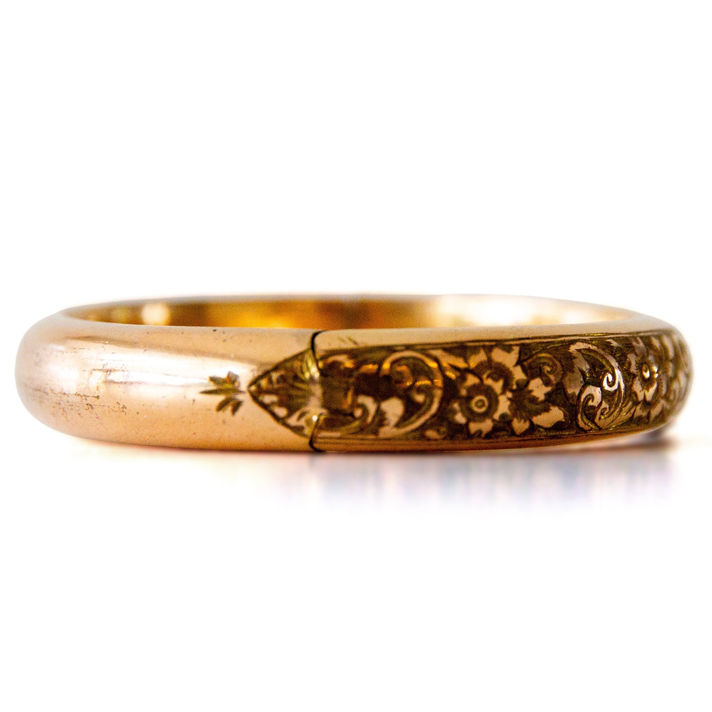 Antique 9ct Rolled Gold Hand Engraved Hinged Bangle
