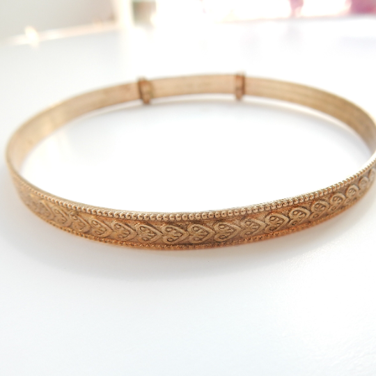Vintage Rolled Gold Expandable Heart Bangle