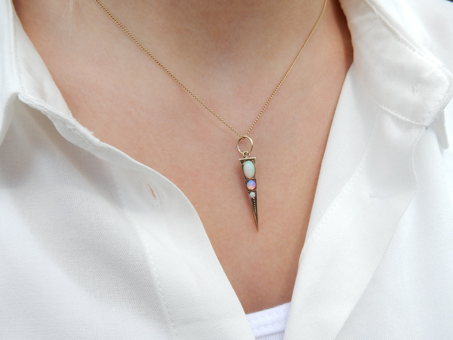 Unusual Victorian 9ct Gold Opal Pendant