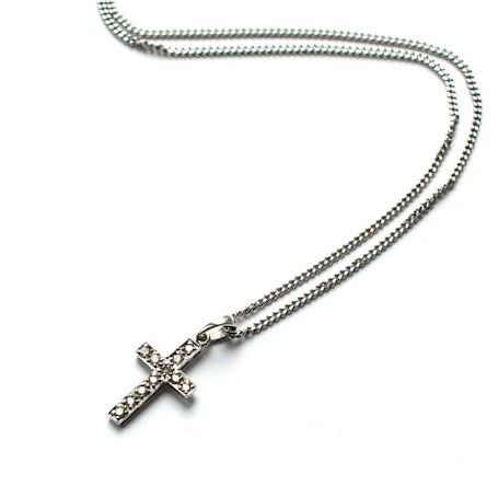 9ct White Gold Diamond Cross Necklace