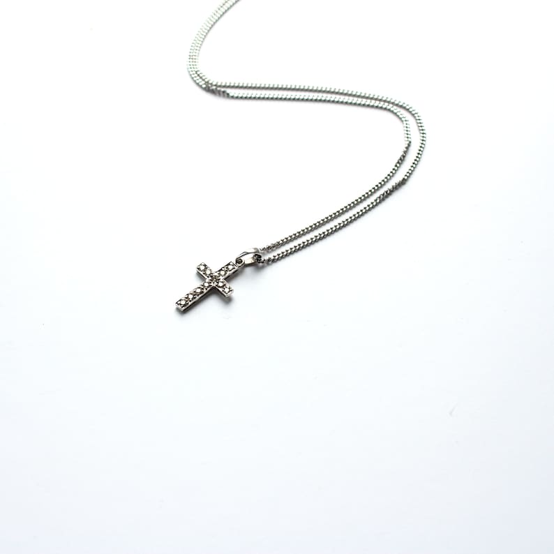 9ct White Gold Diamond Cross Necklace