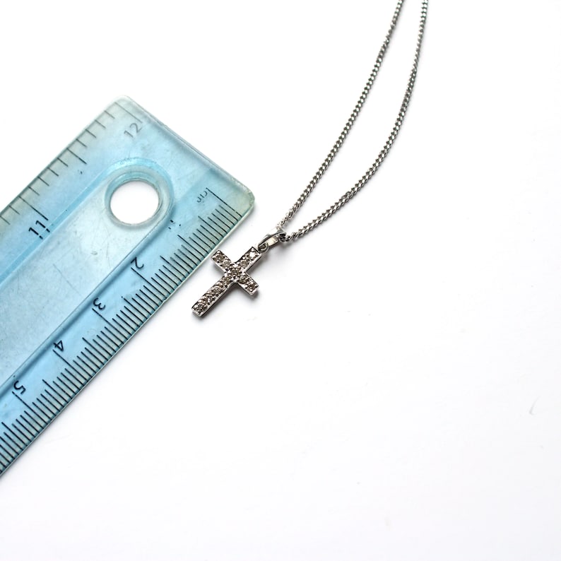 9ct White Gold Diamond Cross Necklace
