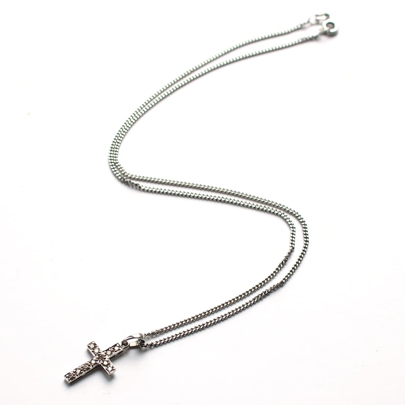9ct White Gold Diamond Cross Necklace