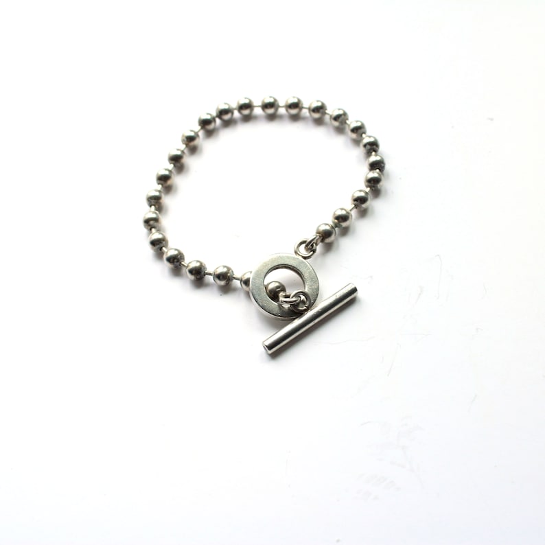 Solid Silver Gucci Boule Ball Chain Toggle Bracelet