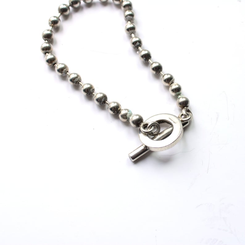 Solid Silver Gucci Boule Ball Chain Toggle Bracelet