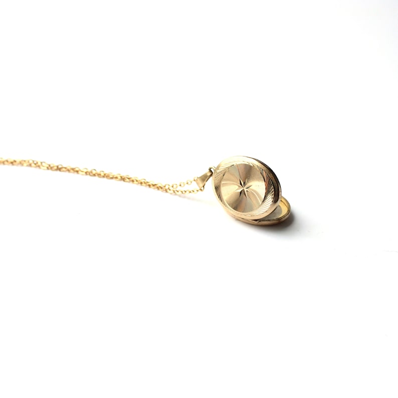 Vintage Rolled Gold Sunburst Locket with Chain