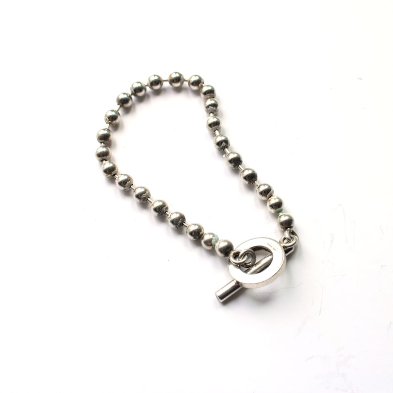 Solid Silver Gucci Boule Ball Chain Toggle Bracelet