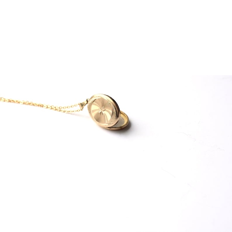 Vintage Rolled Gold Sunburst Locket with Chain