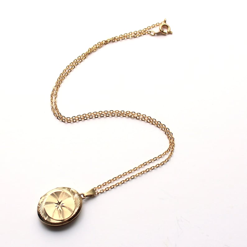 Vintage Rolled Gold Sunburst Locket with Chain
