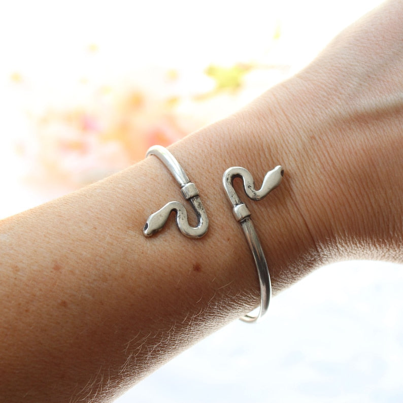 Vintage Sterling Silver Snake Bangle