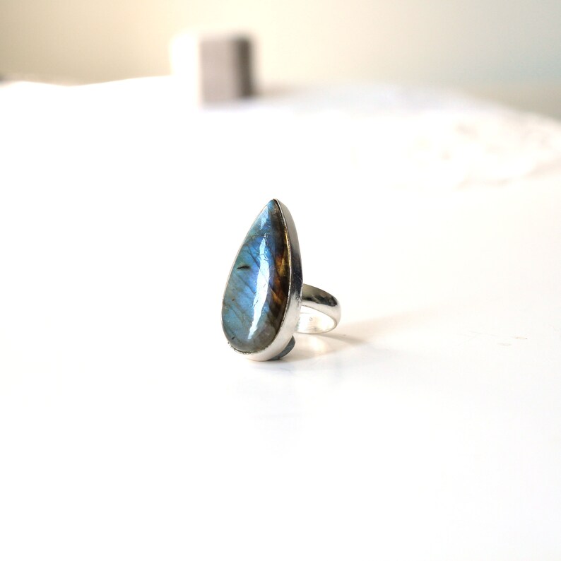 Vintage Labradorite Statement Ring in Sterling Silver
