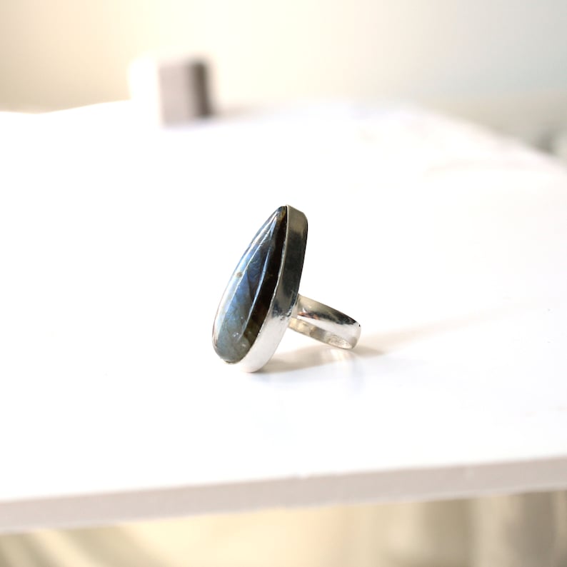 Vintage Labradorite Statement Ring in Sterling Silver