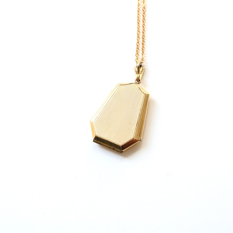 Art Deco Gold Filled Photo Locket with Chain