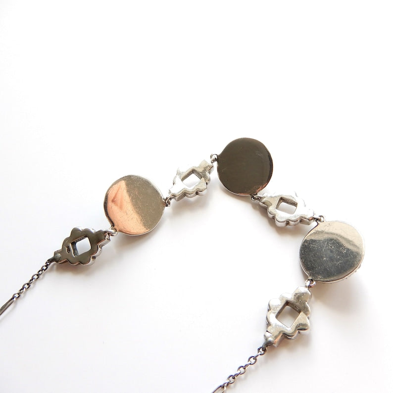 Art Deco 1930s Sterling Silver Diamond Paste Necklace