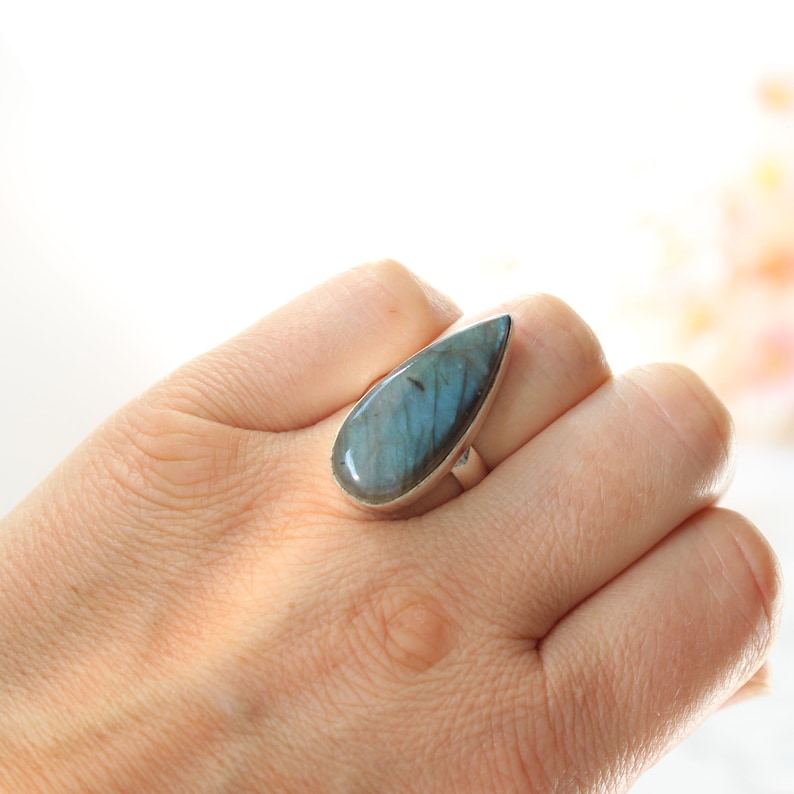 Vintage Labradorite Statement Ring in Sterling Silver