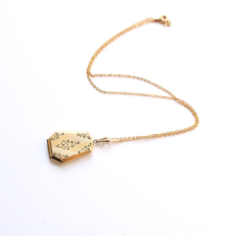 Art Deco Gold Filled Photo Locket with Chain