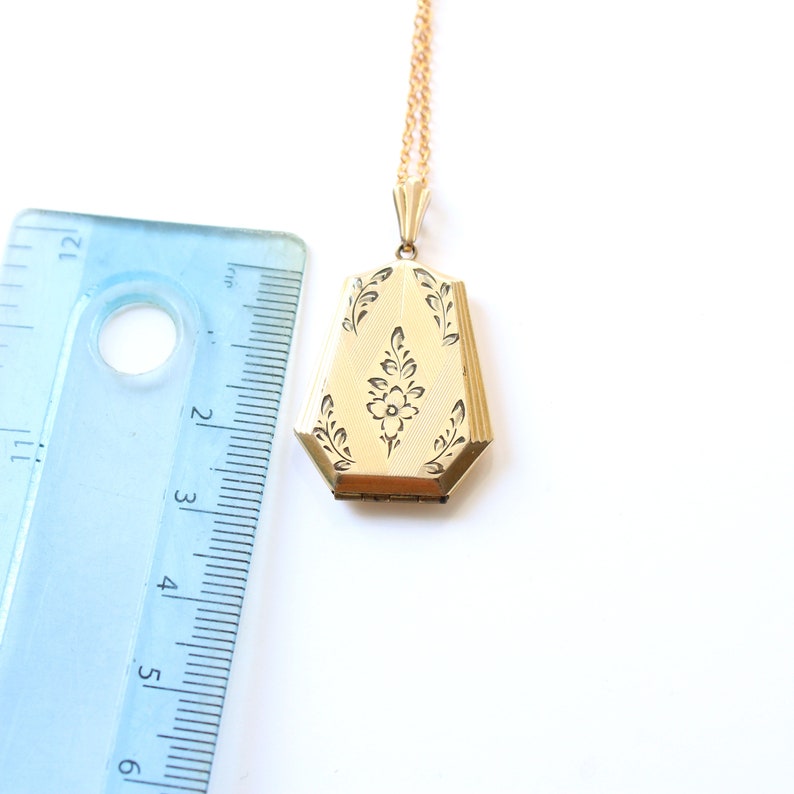Art Deco Gold Filled Photo Locket with Chain
