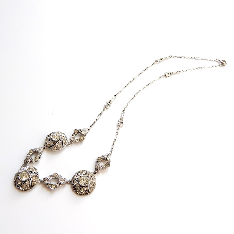 Art Deco 1930s Sterling Silver Diamond Paste Necklace
