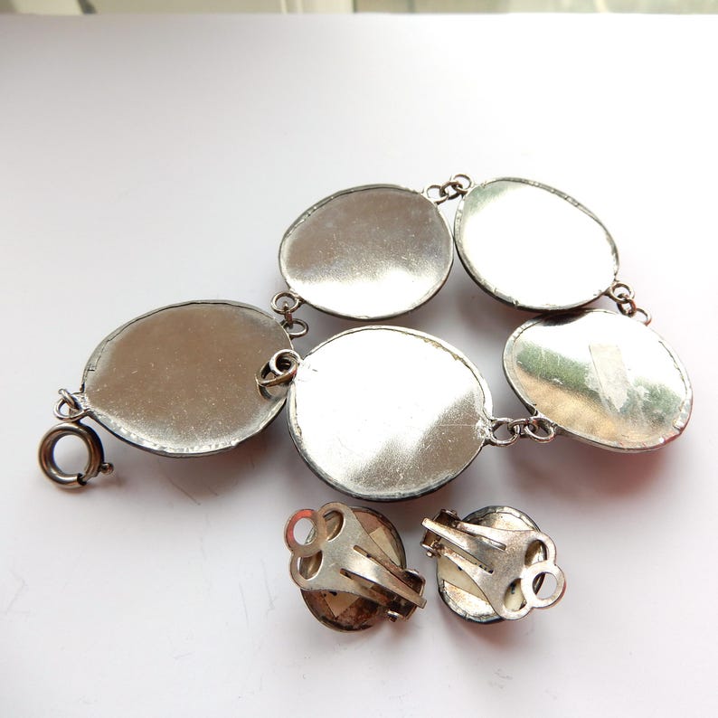 Antique Hammered Dragons Breath Disc Panel Bracelet with Earrings