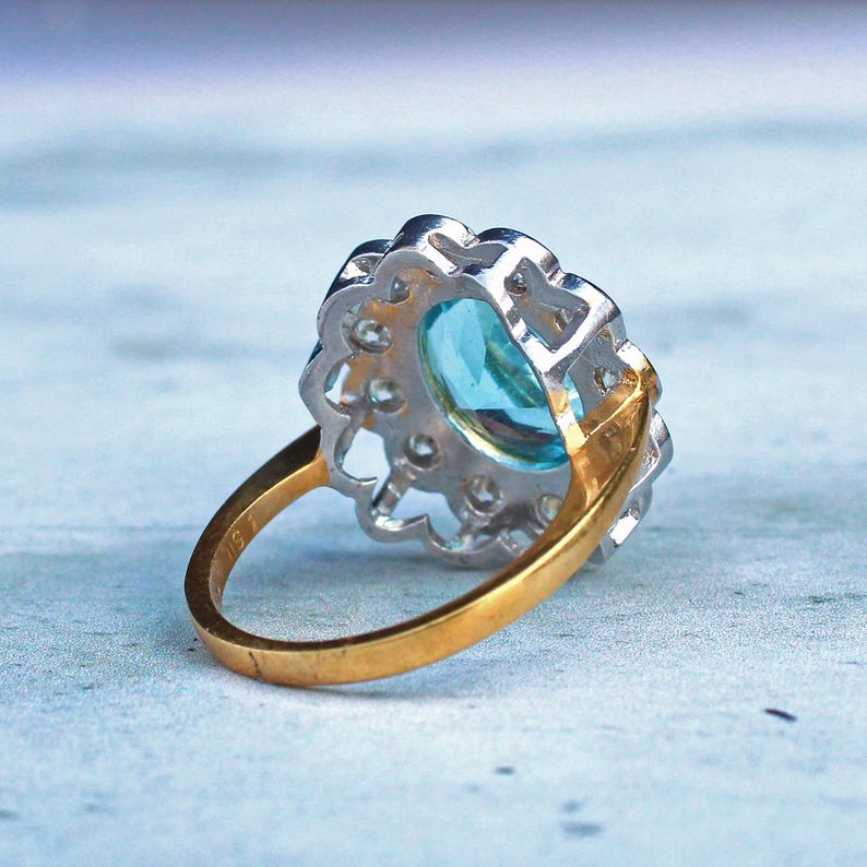 Sterling Silver Aquamarine Paste Halo Ring