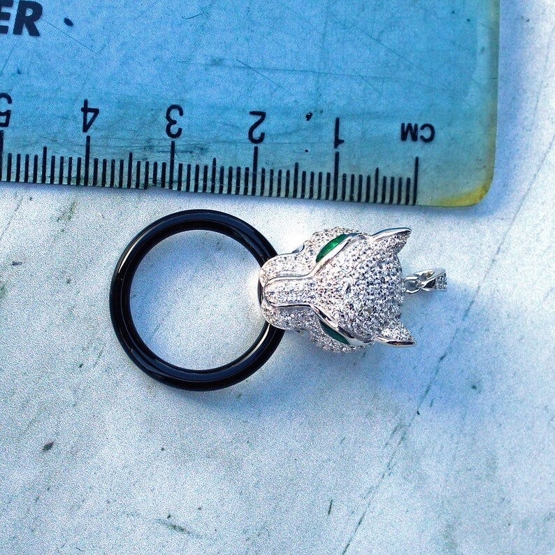 Sterling Silver Onyx Panthere Panther Pendant
