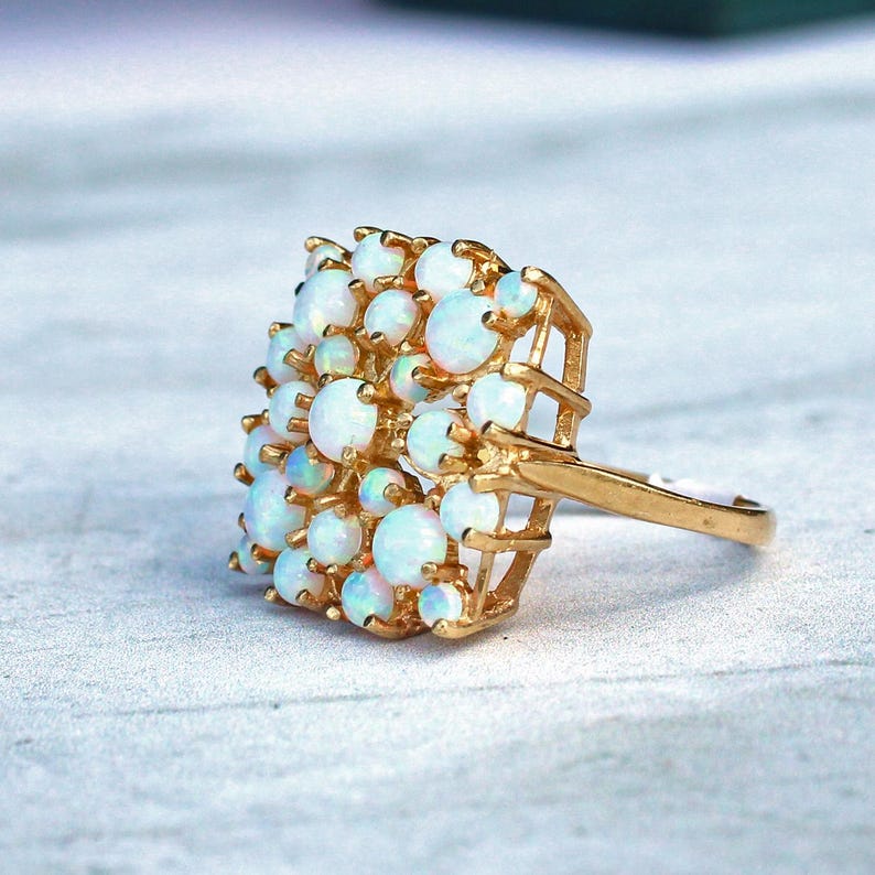 Sterling Silver Opal Plaque Ring