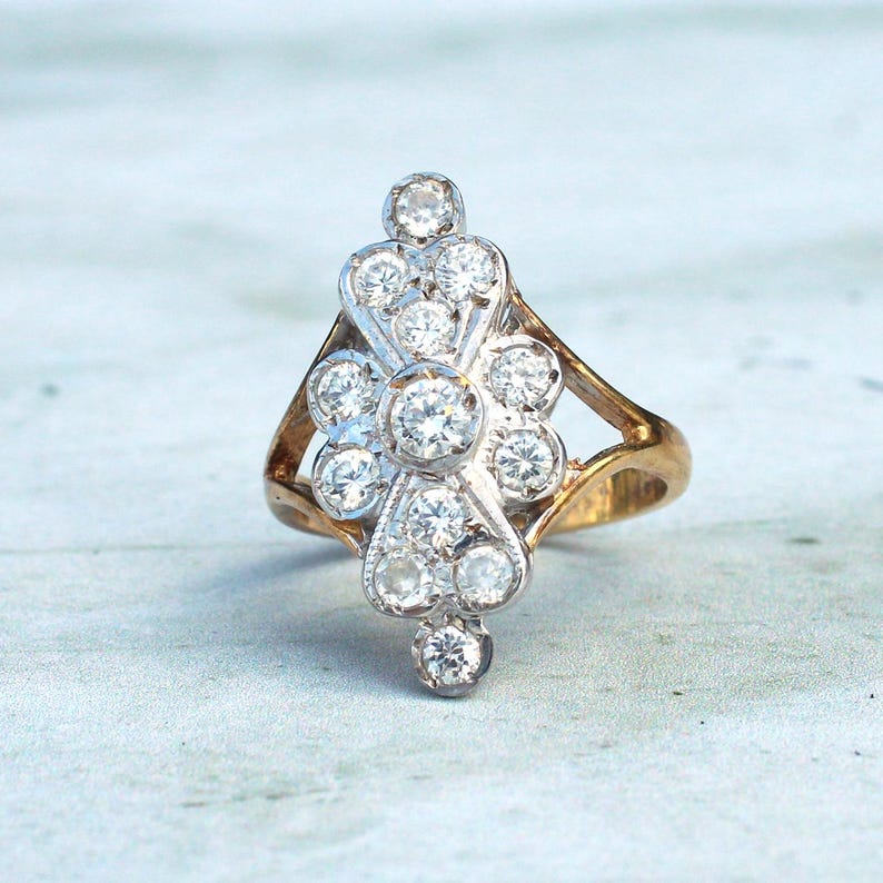 Sterling Silver Vermeil Navette Ring