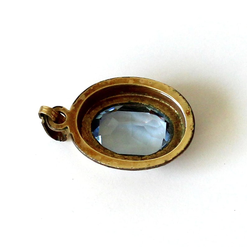 Vintage Rolled Gold Topaz Glass Pendant