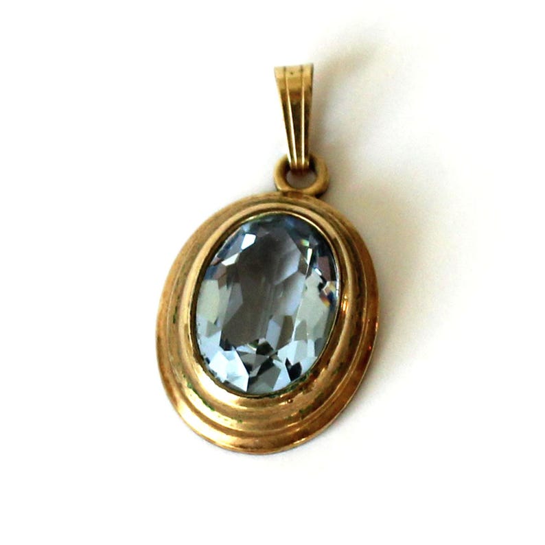 Vintage Rolled Gold Topaz Glass Pendant