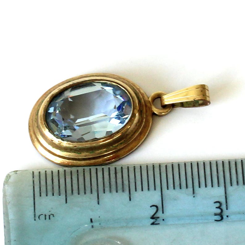 Vintage Rolled Gold Topaz Glass Pendant