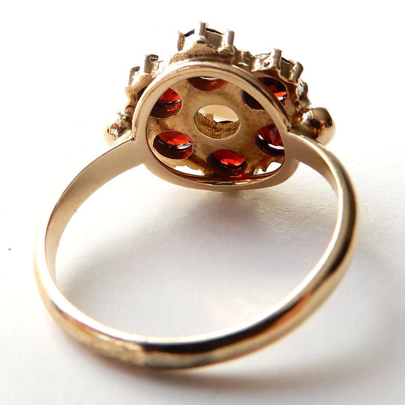 Antique 9ct Gold Pearl & Garnet Ring