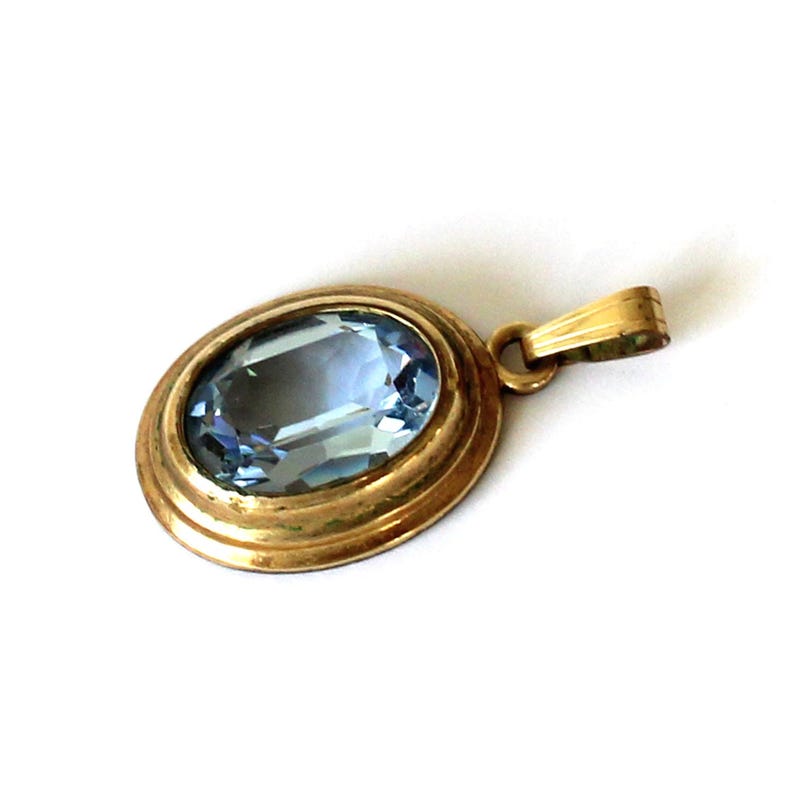 Vintage Rolled Gold Topaz Glass Pendant