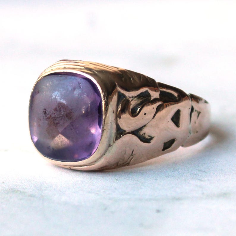 Antique 14ct Gold Amethyst Signet Ring 11.5grams