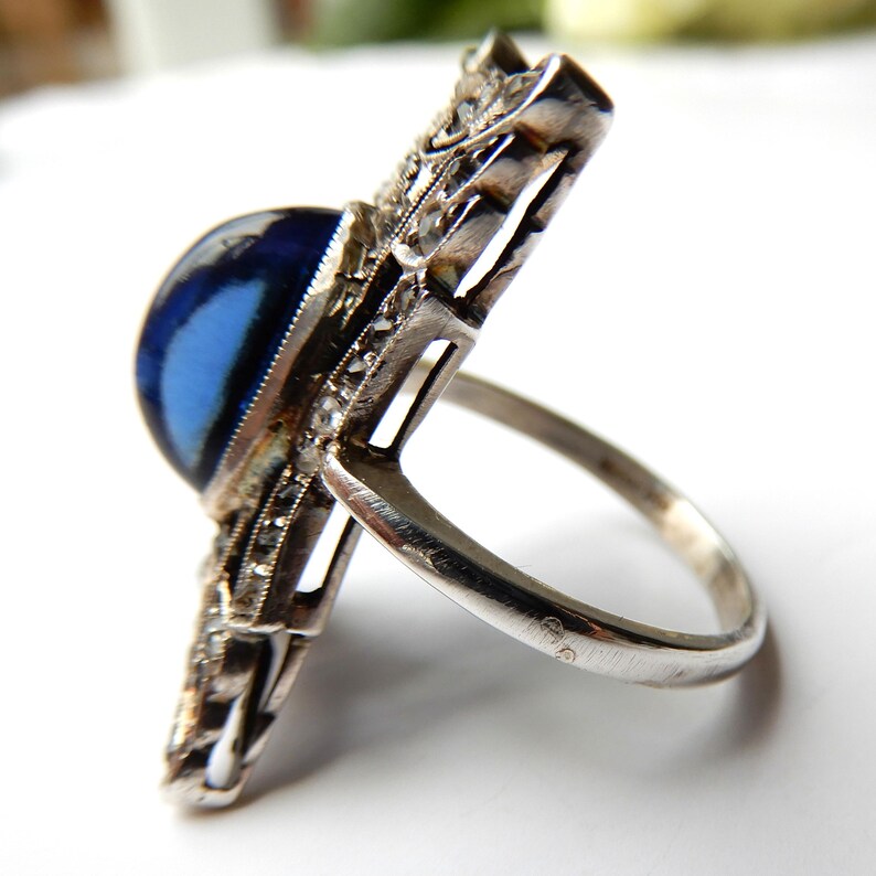 Art Deco Silver Ring with Paste