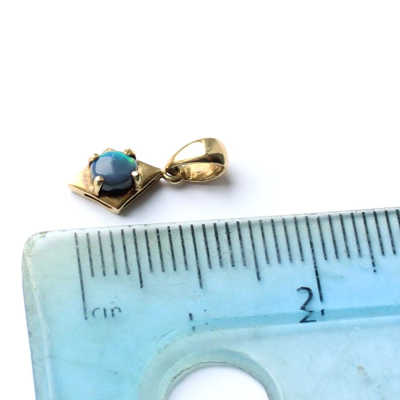 Dainty 18ct Gold Black Opal Pendant