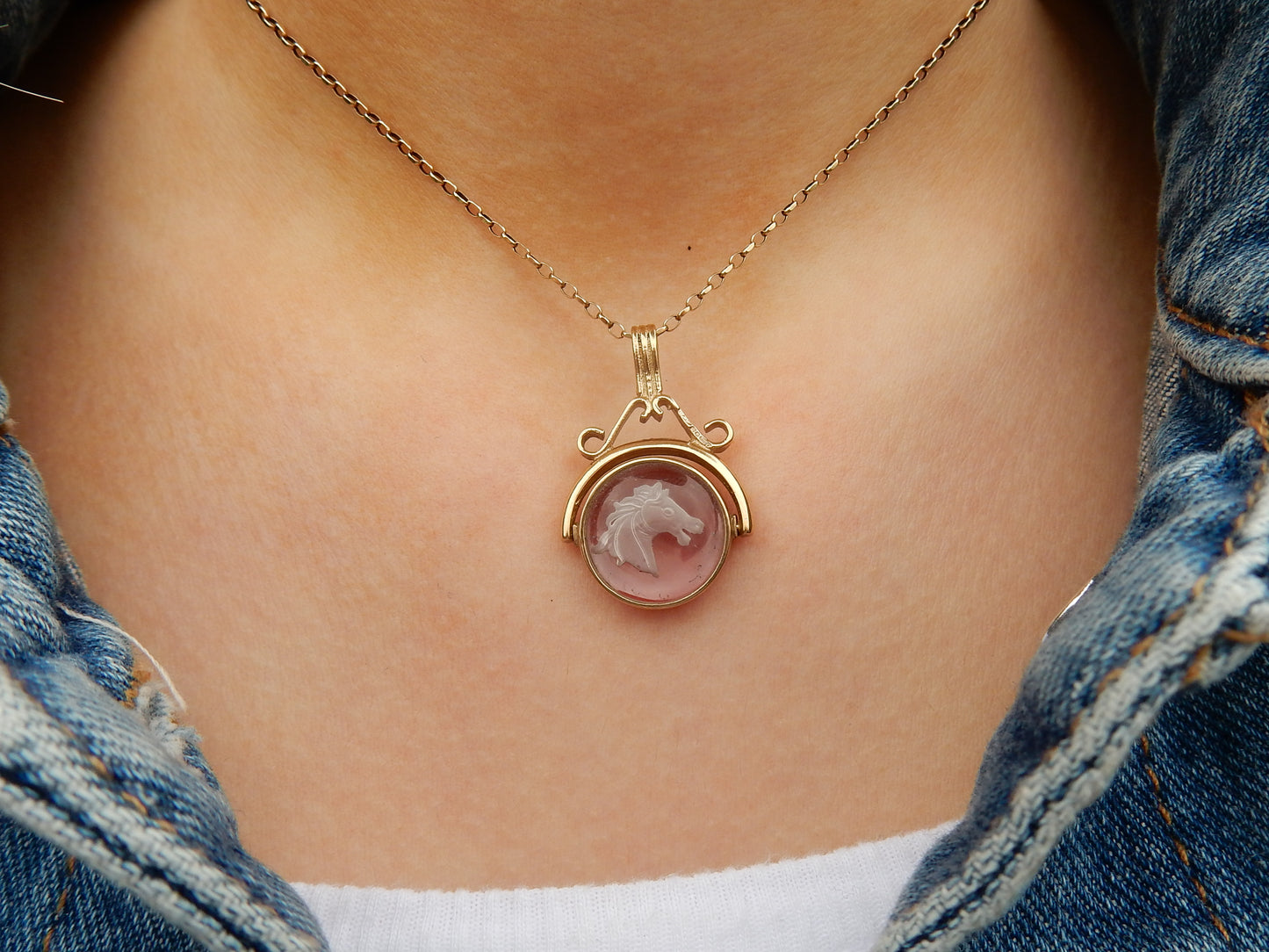 Vintage 9ct Gold Carnelian Horse Intaglio Pendant Fob